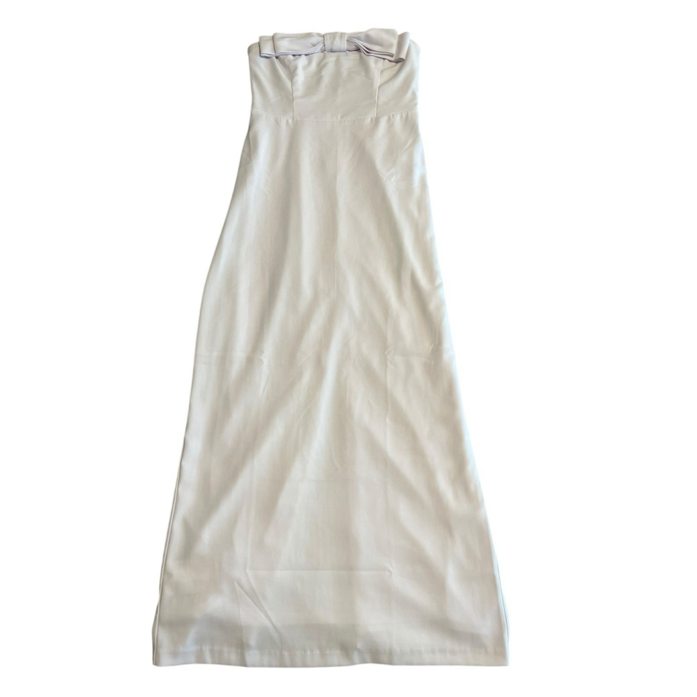 Abercrombie & Fitch White Maxi Bow Front Dress Medium - Picture 2 of 12